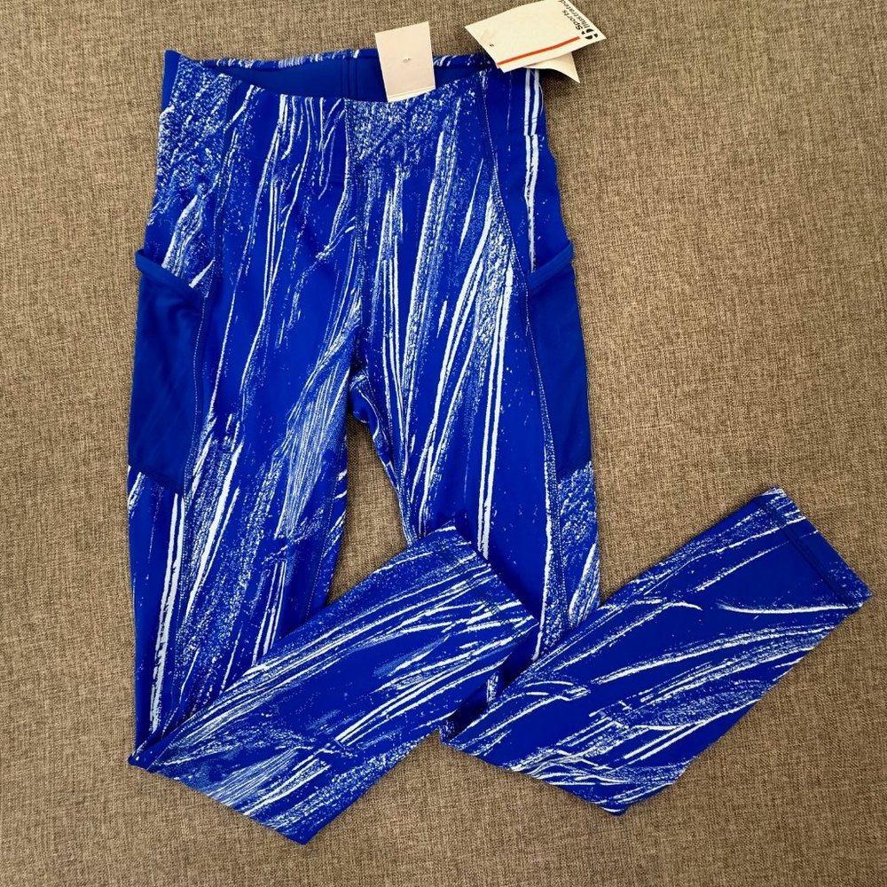 New! Sport Illustrated‎ Sport Leggings Blue XS Nylon & Spandex Low Rise Pockets